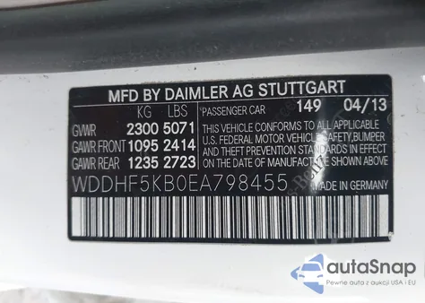 2014 Mercedes-Benz E 350 из США, поврежденный, VIN WDDHF5KB0EA798455